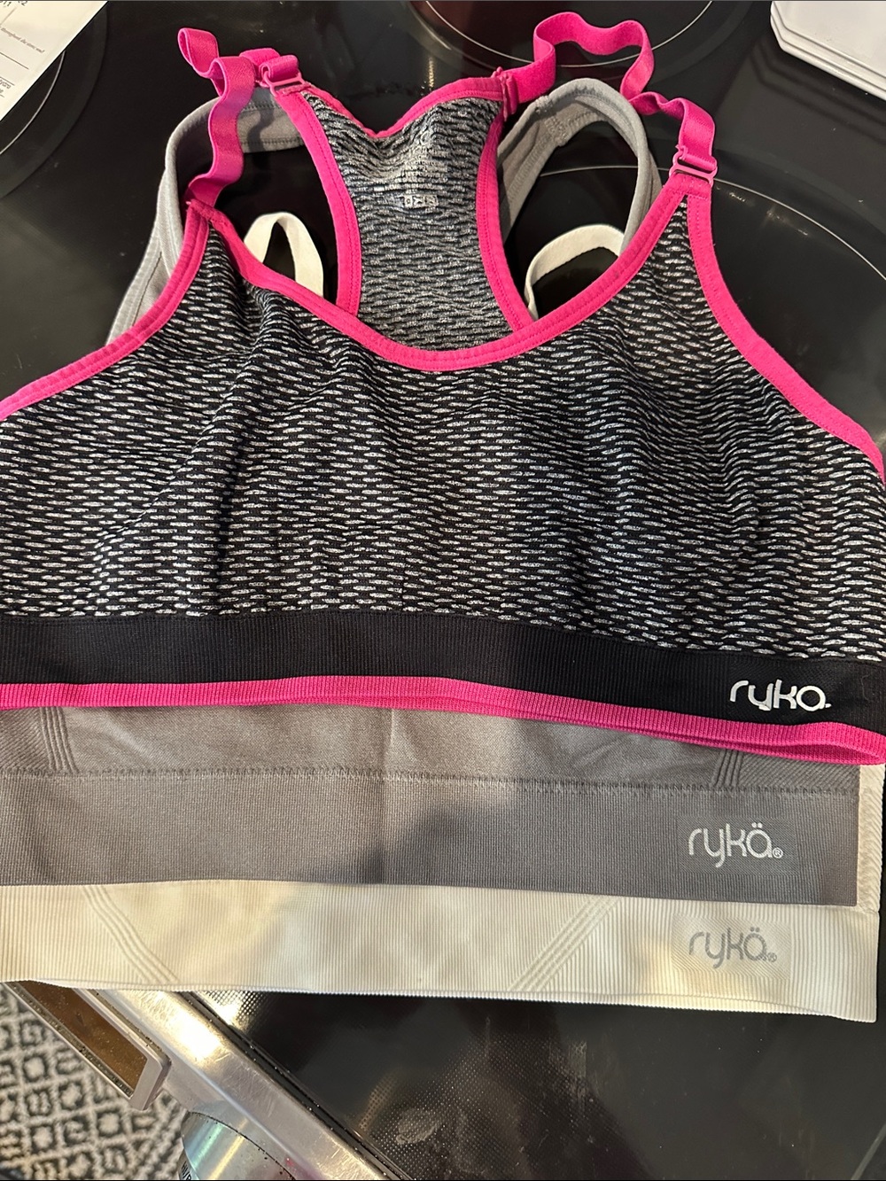 Ryka Women's Sport Top in Black, Gray & Pink